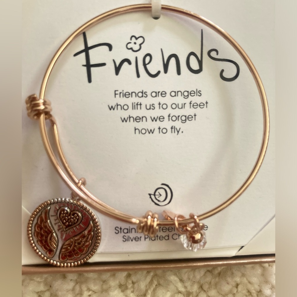 NWT Angels/Friends rose tone charm bangle